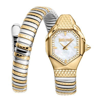 Just Cavalli Signature Snake Aria Two Tones YG Silver MOP