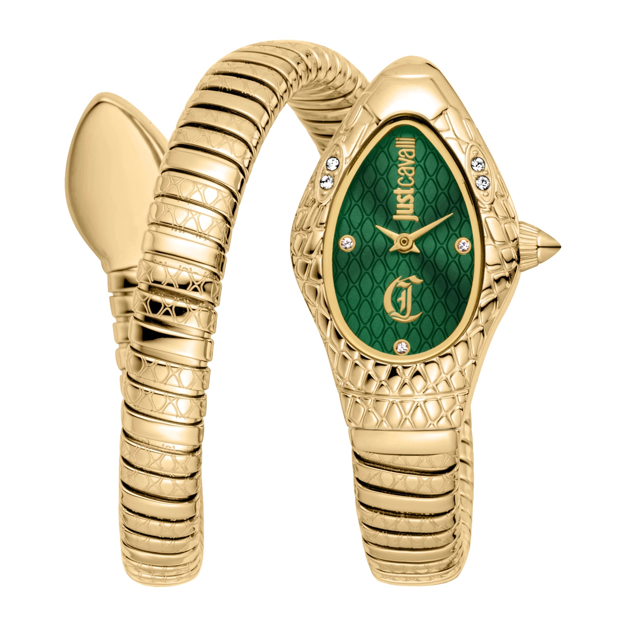 Just Cavalli Just Cavalli Signature Snake Vetra Yellow Gold Green