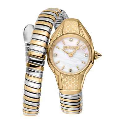 Just Cavalli Signature Snake Vivace Silver Yellow Gold Antique white