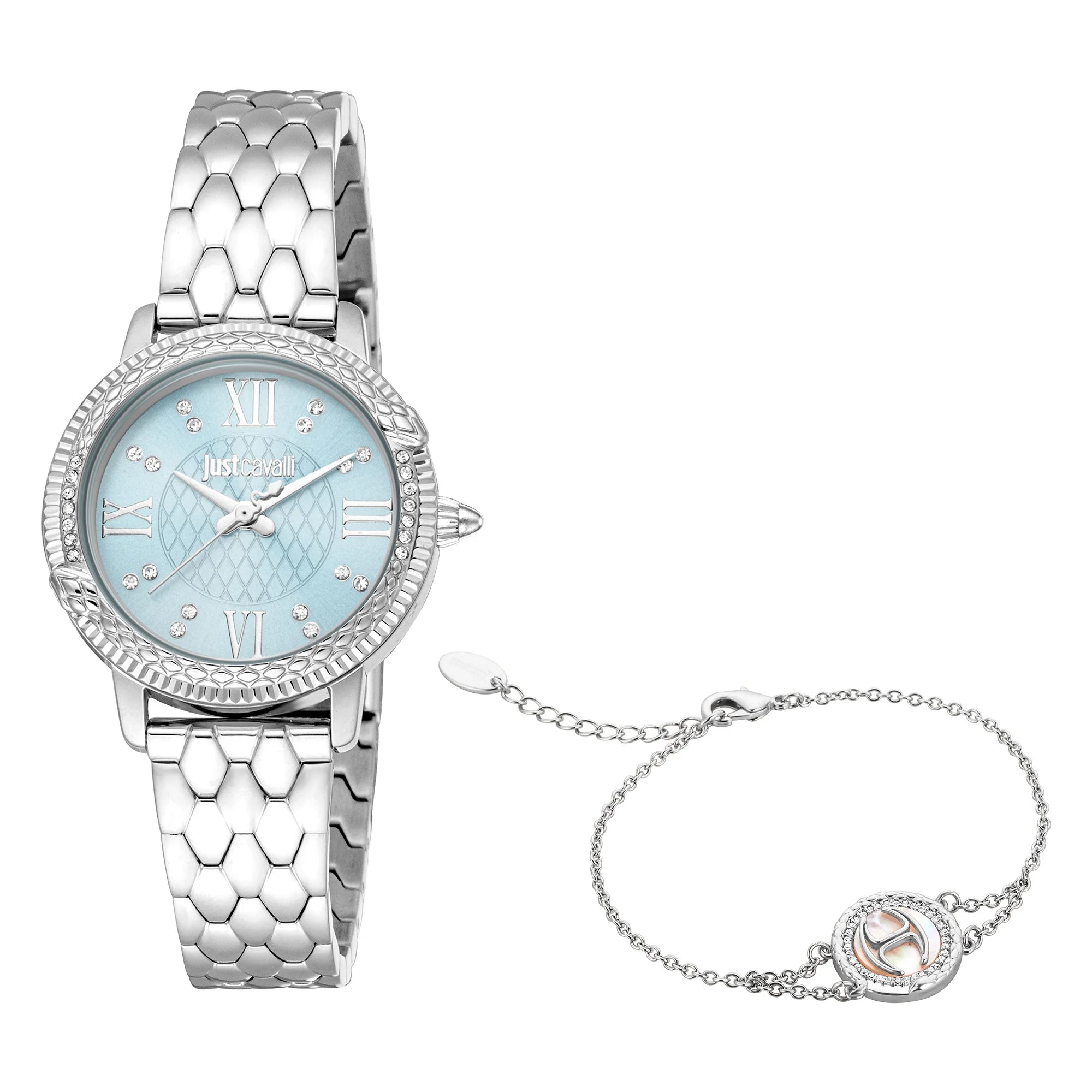 Just Cavalli Just Cavalli Signature Snake Viperized Silver Grey Light Blue