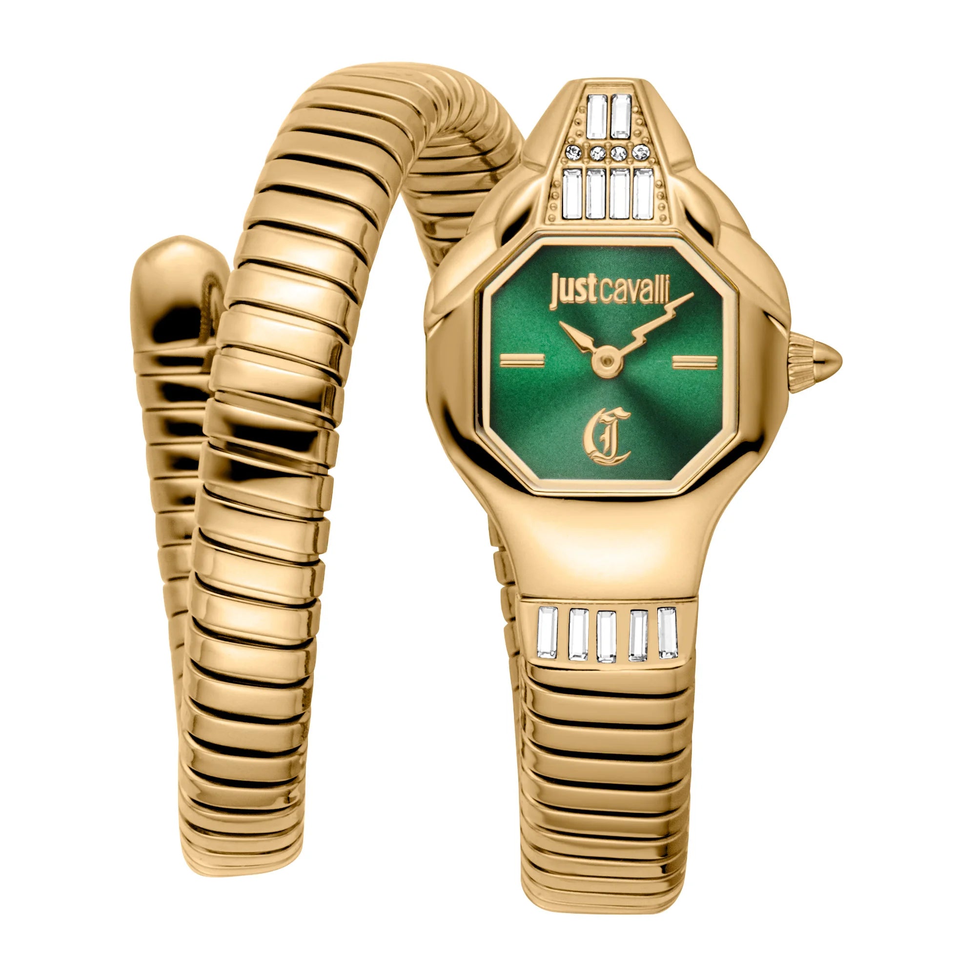 Just Cavalli Just Cavalli Signature Snake Brillante Snake Yellow Gold Green