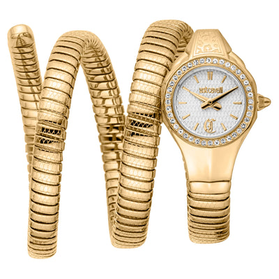 Just Cavalli Signature Snake Vita Yellow Gold Silver