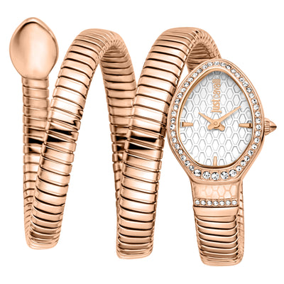 Just Cavalli Signature Snake Carezza Rose Gold Silver
