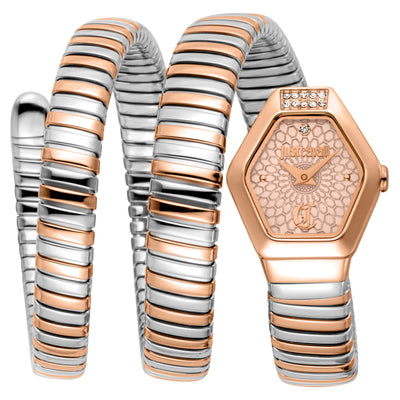 Just Cavalli Signature Snake Romina Silver Rose Gold Rose Gold
